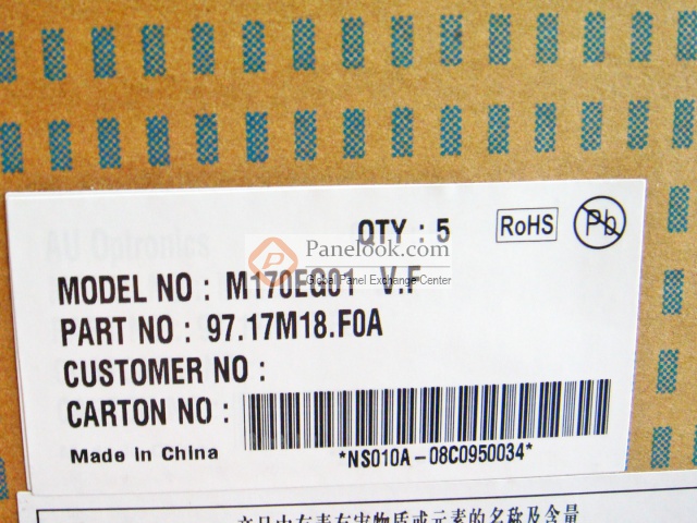 AUO M170EG01 VF Overview - Panelook.com