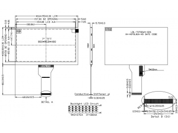 ZW-T070QWH-26 7.0 inches, 800 * 480, 450nits, RGB888, HX8664-B+