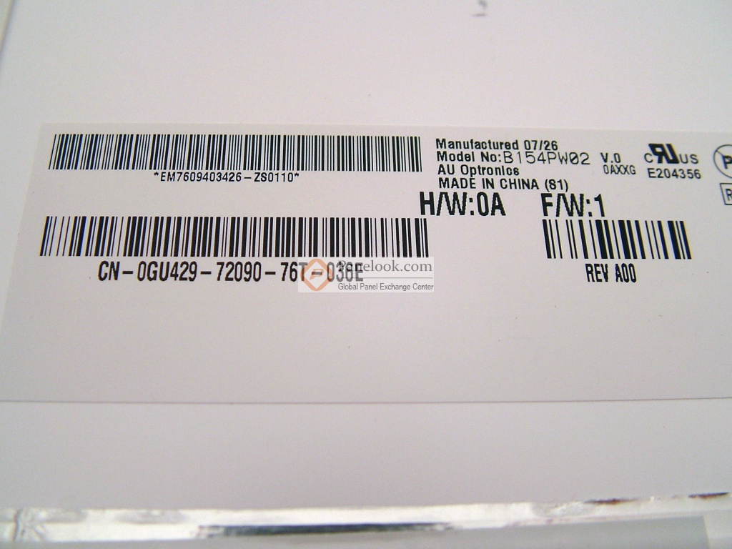 AUO B154PW02 V0 Overview - Panelook.com