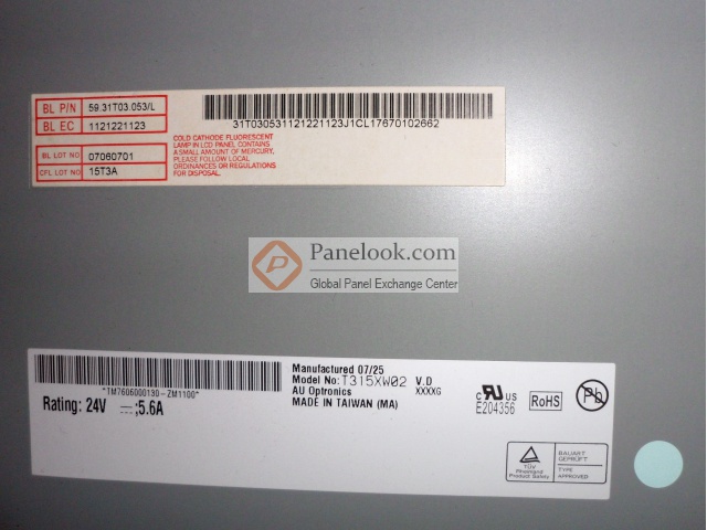 AUO T315XW02 VD Overview - Panelook.com
