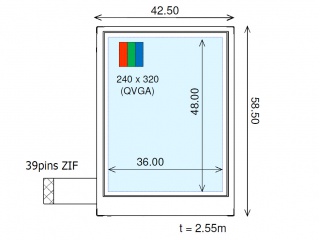 Ortustech 2.4" VA LCM 240×320 270nits Transflective 262K WLED TTL 39pins 6.8G Vibration