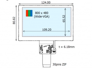 Ortustech 5" VA LCM 800×480 430nits Transflective 262K/16.7M WLED LVDS 30pins 6.8G Vibration