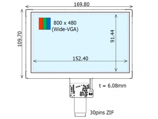 Ortustech 7" VA LCM 800×480 400nits Transflective 262K/16.7M WLED LVDS 30pins