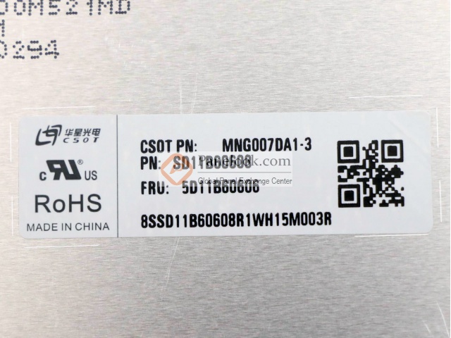 14 LED Ersatz Display matt für CSOT MNE007ZA1-3 90Hz 400 Nits 100% sRGB