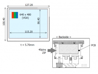 Ortustech 5.7" IPS LCM 640×480 500nits WLED TTL 40pins