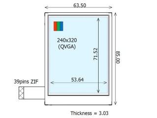 Ortustech 3.5" TN LCM 240×320 250nits Transflective 262K WLED CPU 39pins