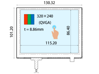 Ortustech 5.7" TN LCM 320×240 480nits WLED TTL 45pins RTP