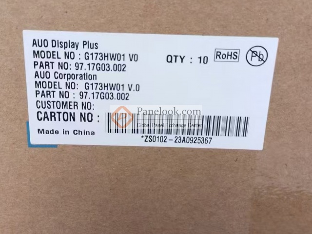 AUO G173HW01 V0 Stock 550 pcs - Panelook.com