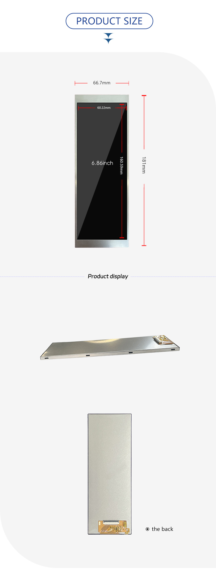 TXW686005B0 6.86 inch 480*1280 TFT strip screen high-brightness LCD ...