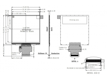 4.0 inches 480x480, 400nits, SPI+RGB-18bit 40pins, Full viewing angle, -20~+70 ℃, ST7701S wide temperature square LCD screen