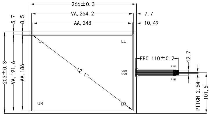 12.1-inch 5-wire resistance screen 