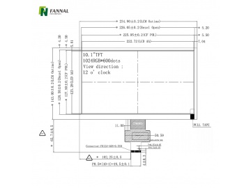 10.1inch TFT display 1024x600 TN LCD 40PINS LVDS Industrial LCD Screen 400cd/m²