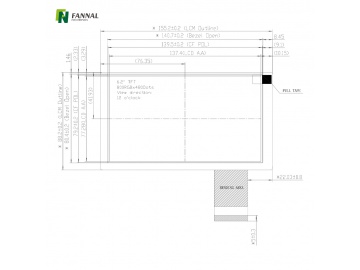 6.2 inch TFT display 800x480 TN LCD 60PINS TTL Industrial LCD Screen 550cd/m²
