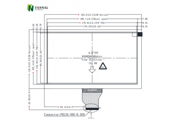 8-inch TFT LCD, 800x480, 500cd/m2, 50PINS, TTL, Industrial LCD screen
