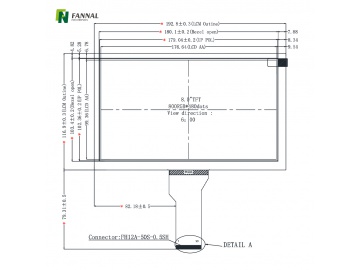 8-inch Industrial IPS TFT LCD , 800x480, 500cd/m2, 50PINS , TTL, Industrial LCD screen