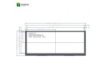 10.25-inch Industrial TFT LCD Resolution 1280x480 Brightness 1000cd/m2 60PINS LVDS