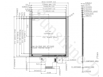 Square Shape TFT Display 4inch 720x720 Dots LCD Module MIPI with Capacitive Touch Screen