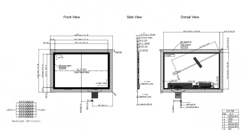 S121BWX05EP-FC10 12.1inch 1280*800 IPS , With CTP, 800cd/m2 , 40PINS ...