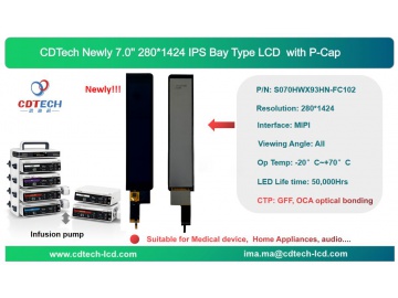 6.9 inch 280*1424, MIPI interface TFT LCD module, Bar type LCD display with CTP